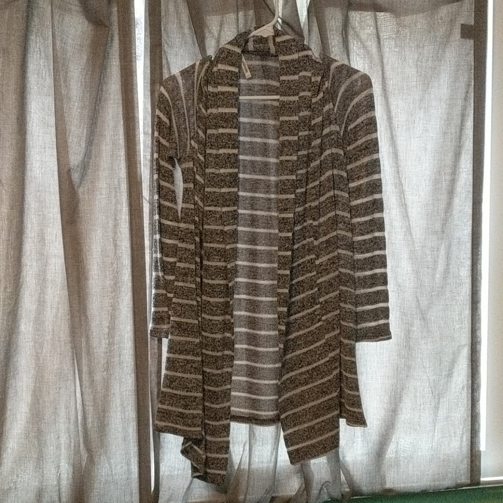Brenda’s Grey and White Striped Cardigan